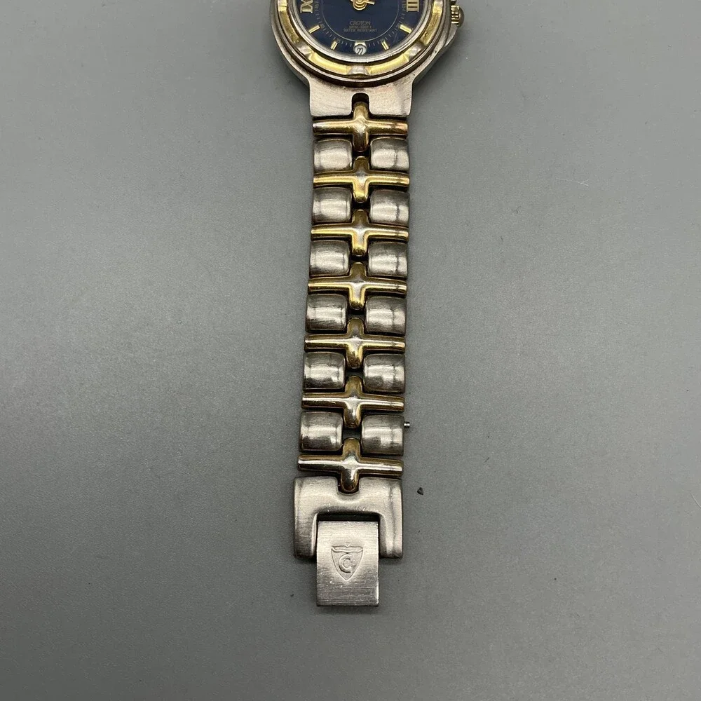 Croton Reliance Womens Watch 25mm Blue Dial Two Tone Bracelet New Battery 6.75